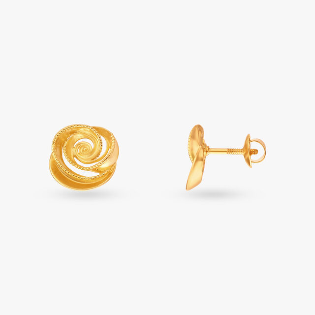 Swirl Gold Stud Earrings 2