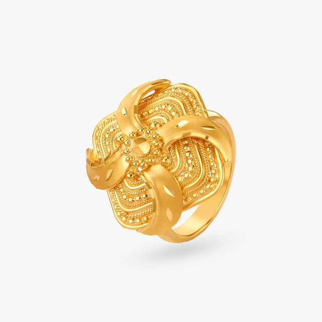 Floral Majesty Gold Finger Ring 