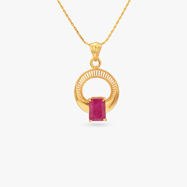 Chic Halo Ruby Pendant and Earrings Set 2