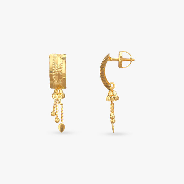 Structured Tassel Gold Drop Earrings 2