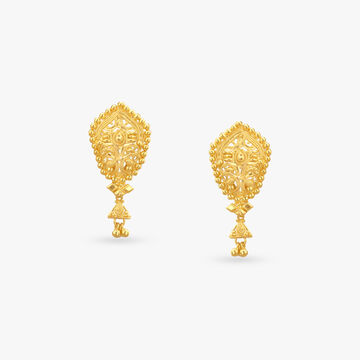 Shield Frame Gold Drop Earrings