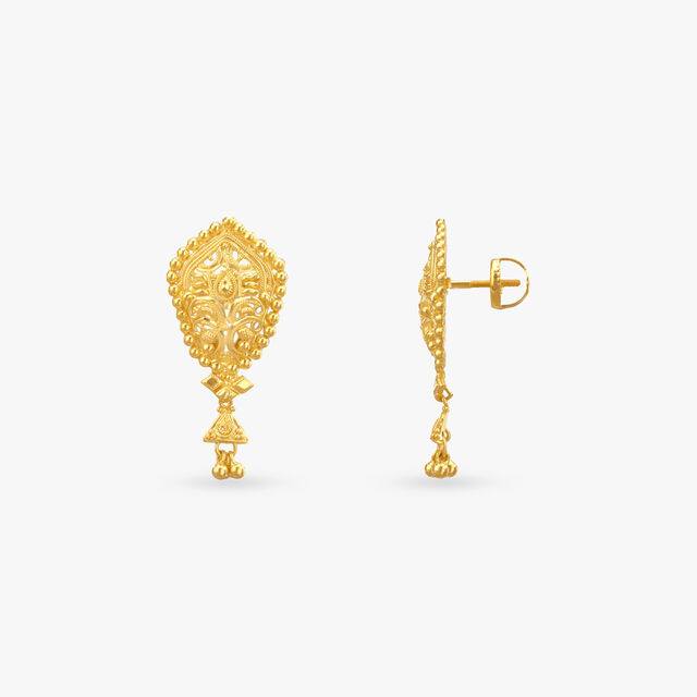 Shield Frame Gold Drop Earrings 2