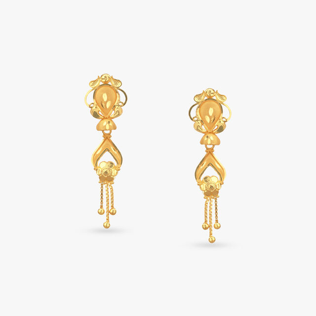 Delicate Floral Gold Drop Earrings 