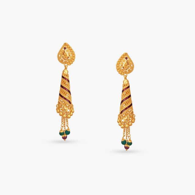 Heritage Swirl Gold Drop Earrings 