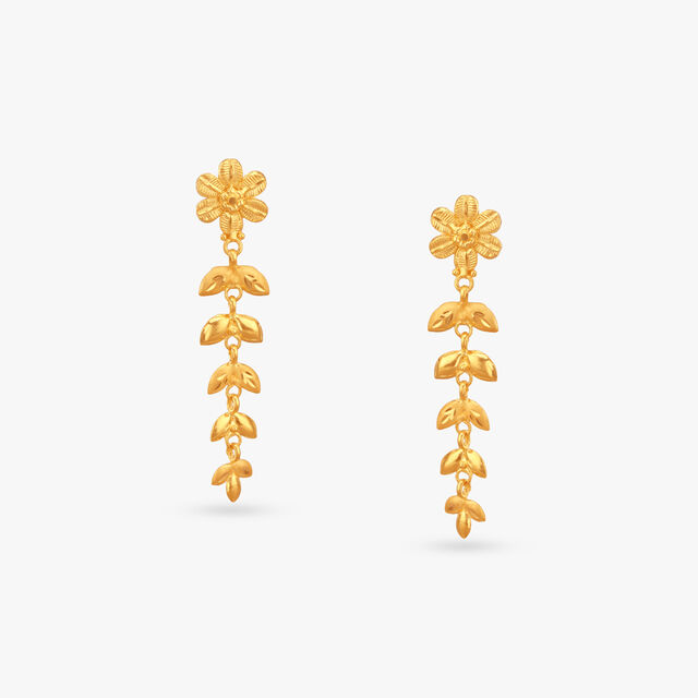 Floral Cascade Gold Drop Earrings 
