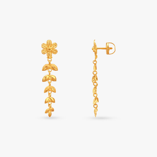Floral Cascade Gold Drop Earrings 2