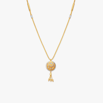 Shimmer Crest Gold Pendant with Chain