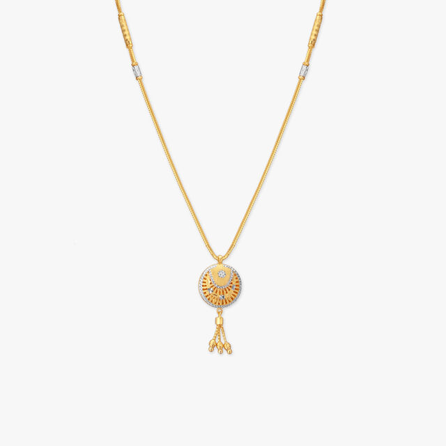Shimmer Crest Gold Pendant with Chain