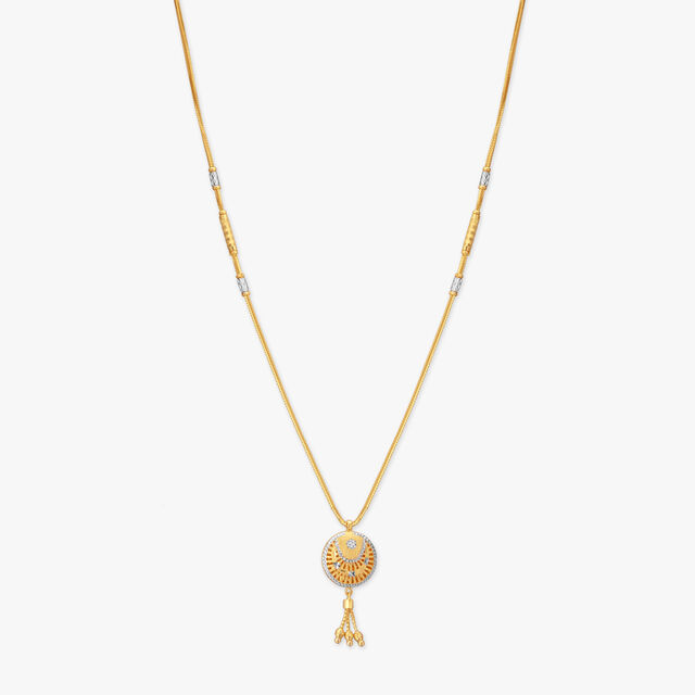 Shimmer Crest Gold Pendant with Chain