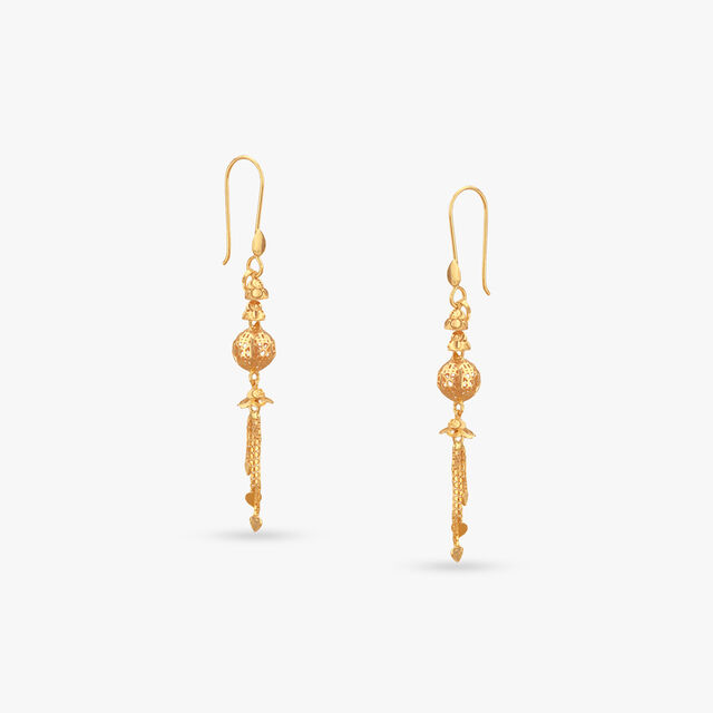 Filigree Ball Gold Hoop Earrings