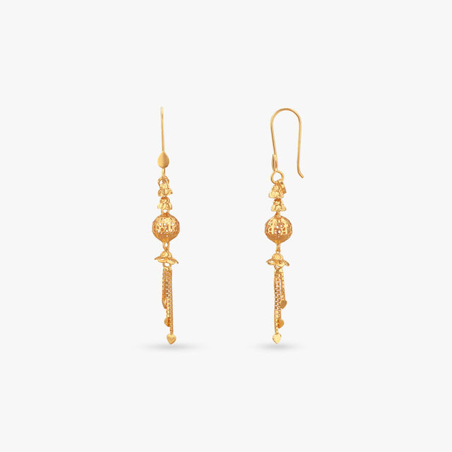 Filigree Ball Gold Hoop Earrings