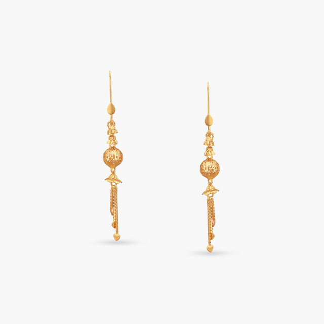 Filigree Ball Gold Hoop Earrings
