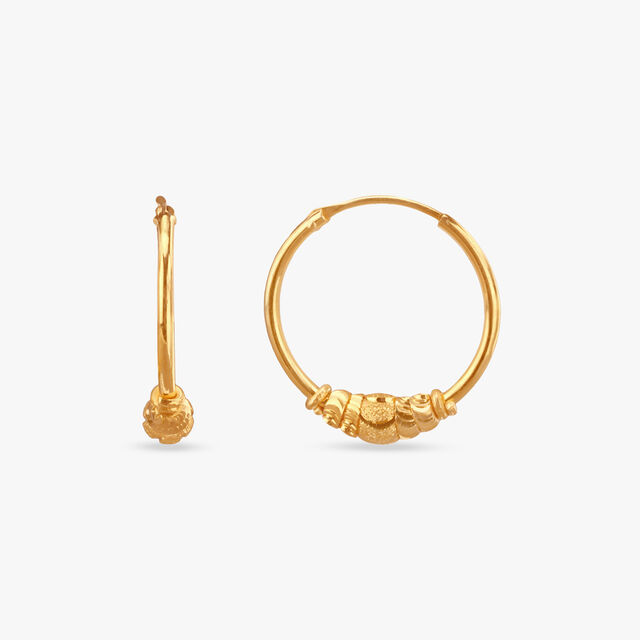 Textured Charm Gold Hoop Earrings