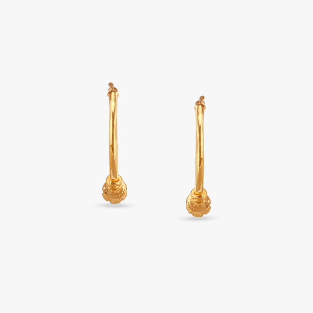 Textured Charm Gold Hoop Earrings