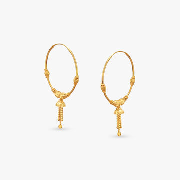 Cone Charm Gold Hoop Earrings