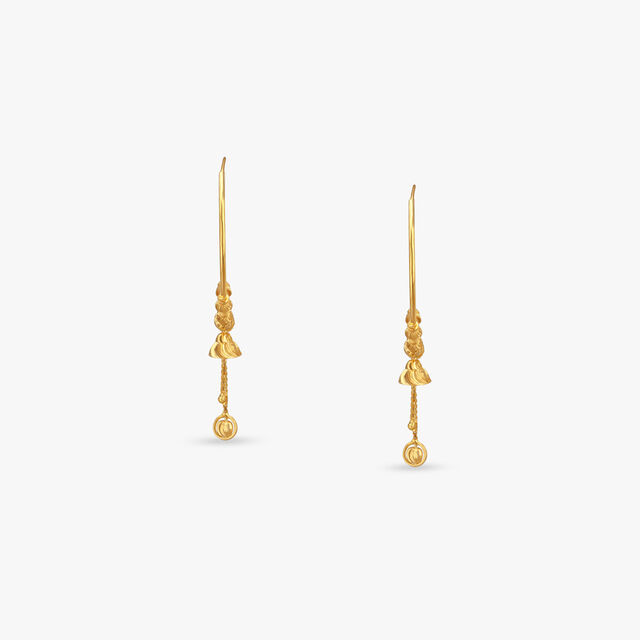 Rosette Drop Gold Hoop Earrings