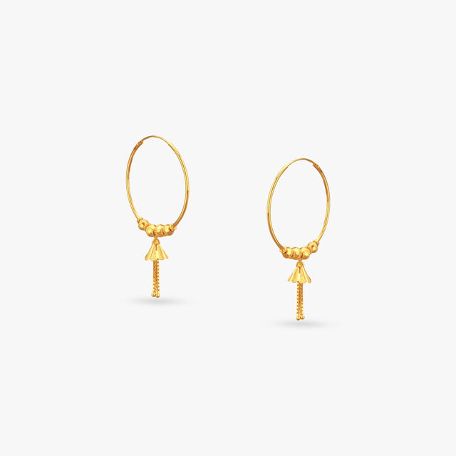Fan Tassel Gold Hoop Earrings