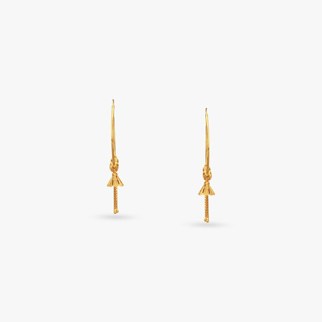 Fan Tassel Gold Hoop Earrings