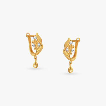Leaf Whirl Gold Hoop Earrings