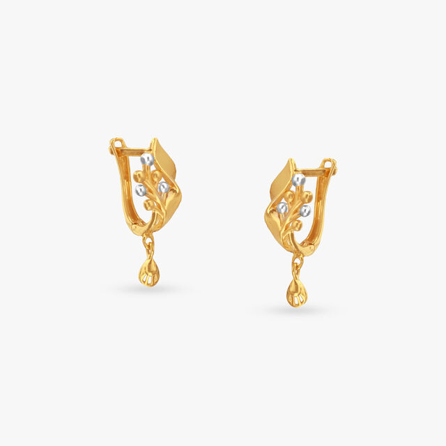 Leaf Whirl Gold Hoop Earrings