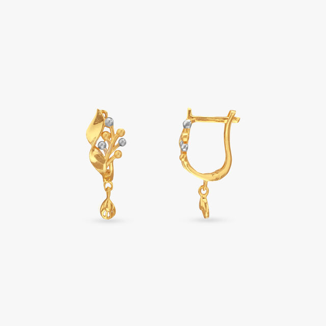 Leaf Whirl Gold Hoop Earrings