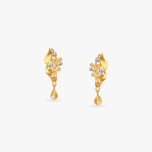 Leaf Whirl Gold Hoop Earrings
