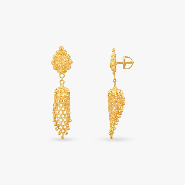 Antique Mesh Gold Jhumka Earrings 2