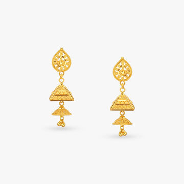 Pyramid Layer Gold Jhumka Earrings