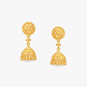 Beaded Edge Gold Jhumka Earrings