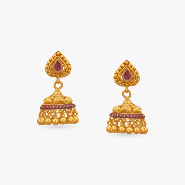 Regal Glory Gold Jhumka Earrings 