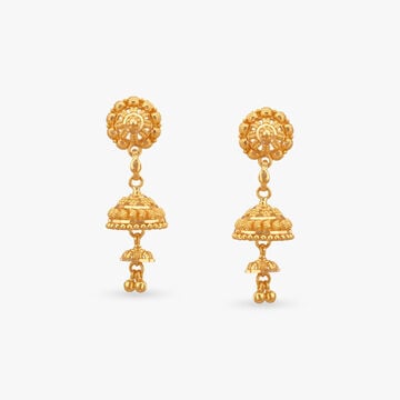 Layered Dome Gold Jhumka Earrings