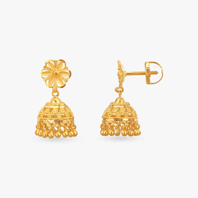 Bold Blossom Gold Jhumka Earrings 2
