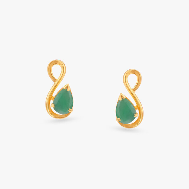 Graceful Loop Emerald Stud Earrings 