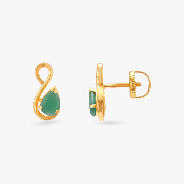 Graceful Loop Emerald Stud Earrings 2