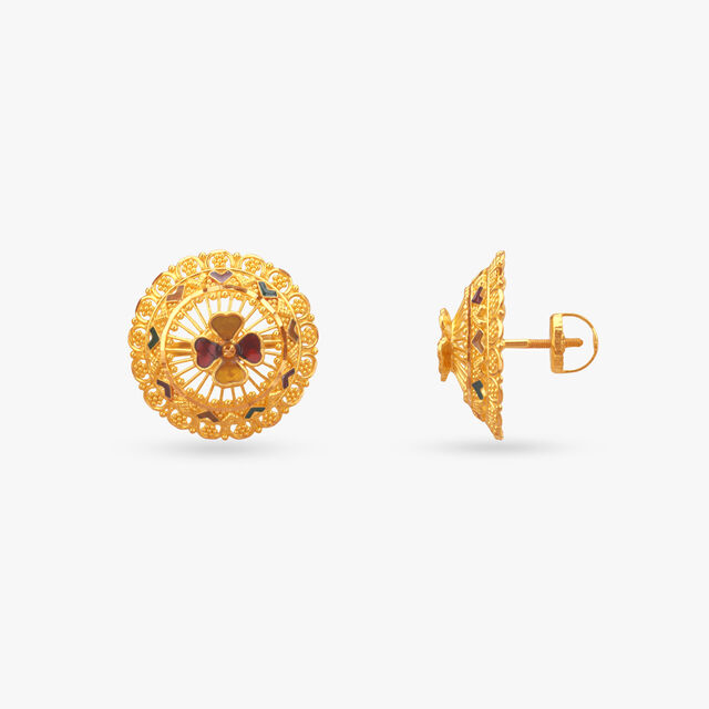Regal Lattice Gold Stud Earrings 2