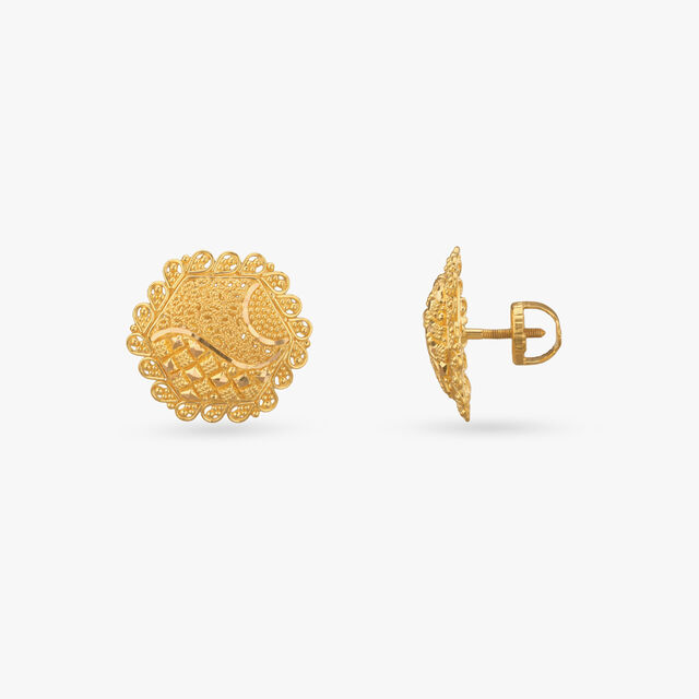 Regal Glint Gold Stud Earrings 2