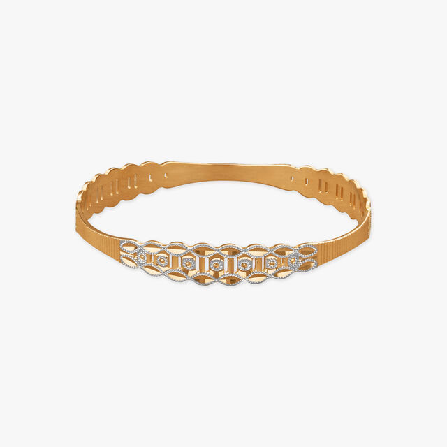 Geometric Harmony Gold Bangle 