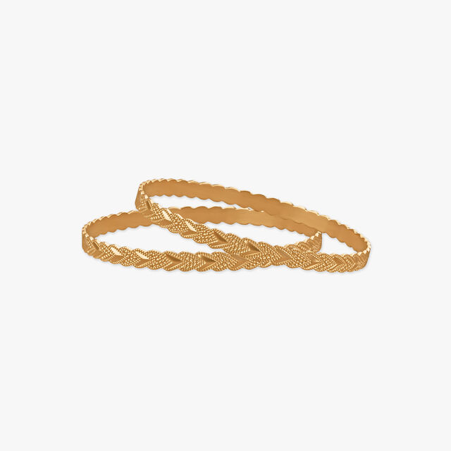 Gleaming Interlace Gold Bangles