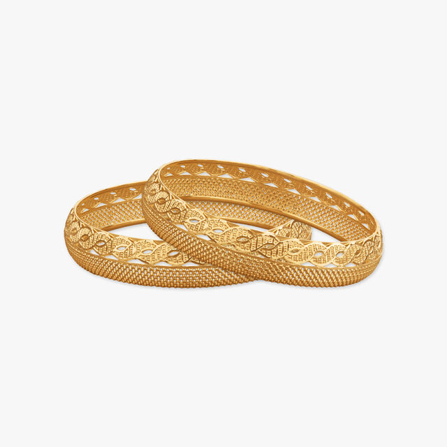 Ornate Spiral Gold Bangles