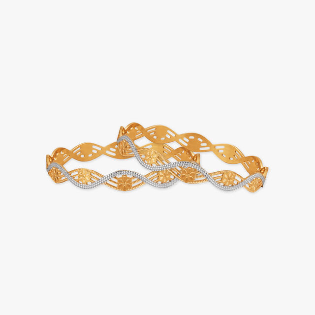 Gleaming Grid Gold Bangles