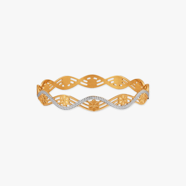 Gleaming Grid Gold Bangles