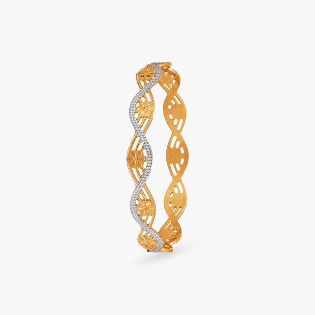 Gleaming Grid Gold Bangles