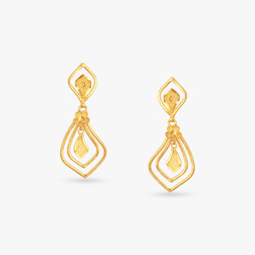 Petal Frame Gold Drop Earrings