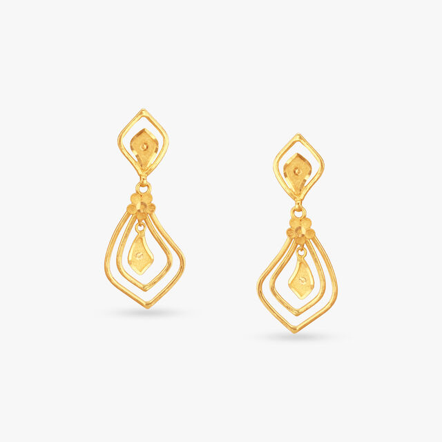 Petal Frame Gold Drop Earrings 