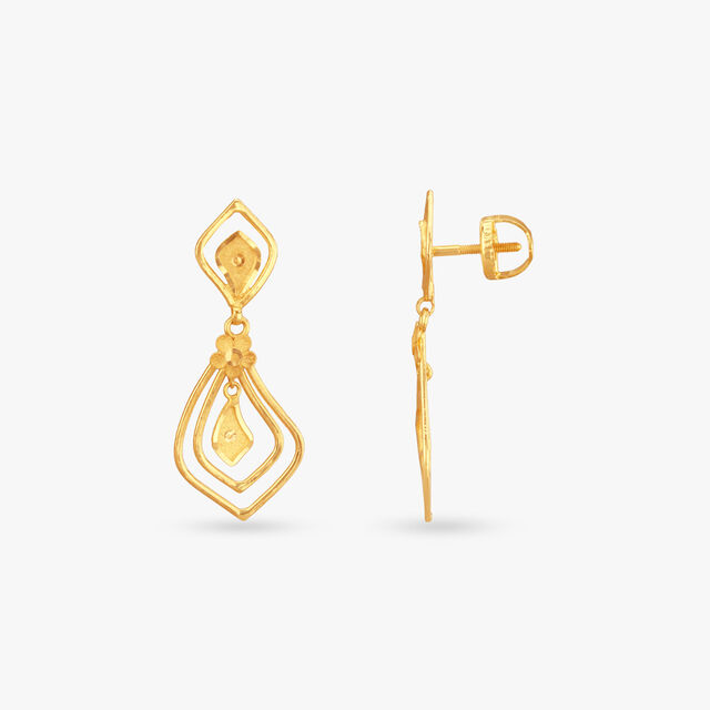 Petal Frame Gold Drop Earrings 2