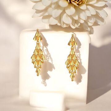 Cascade Cone Gold Drop Earrings