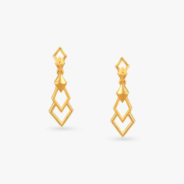 Double Sway Gold Drop Earrings