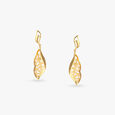 Sculpted Leaf Gold Drop Earrings 