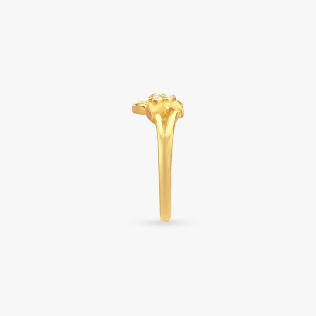 Floral Charm Gold Finger Ring 2