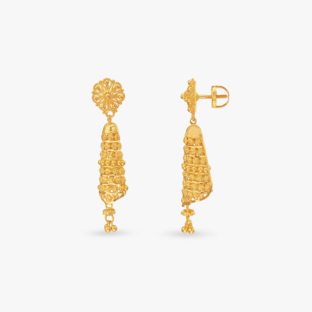Majestic Spiral Gold Jhumka Earrings 2